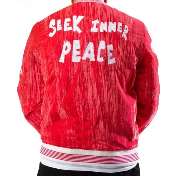 Billionaire Boys Club/BBC Ice Cream Red bomber "Seek Inner Peace" Men's Jacket M - Picture 2 of 8